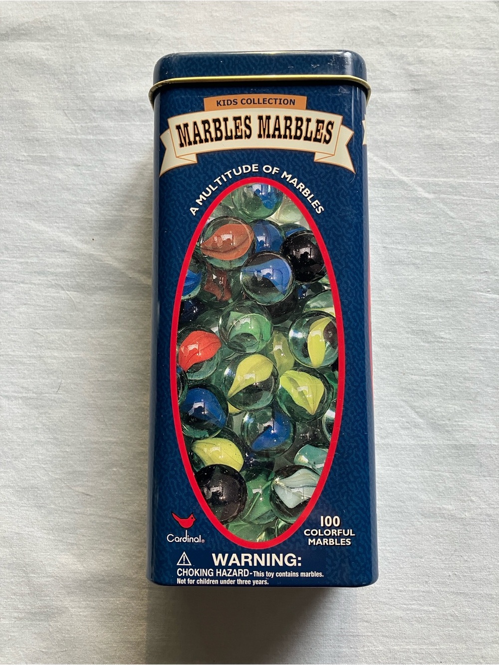 Vintage Cardinal Kids Collection of 100 Marbles in a Tin